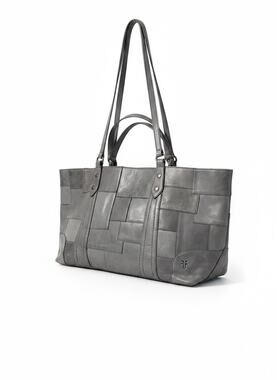 Frye Melissa Patchwork Indie Leather sky blue shopper carryall Tote 29DB1077